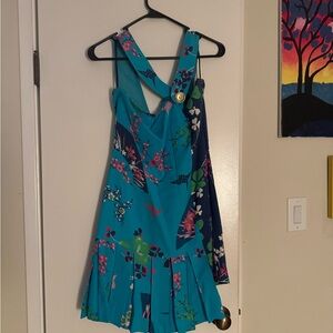 Versace for H&M Blue Pleated Tiered Cocktail Dress